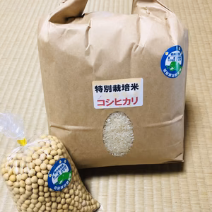 大豆(里のほほえみ)とコシヒカリ　特別栽培セット　
