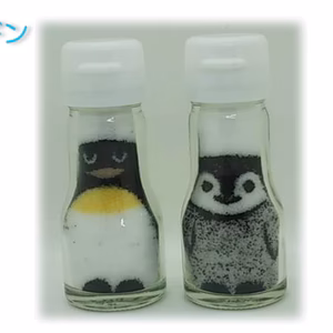 塩 ペンギン親子 モチーフ ２本set クリアボックス入り (ソルト アート）