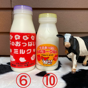 牛のおっぱいミルク6本、のむヨーグルト10本セット