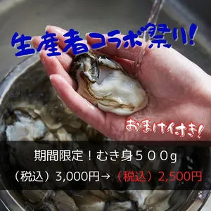 生産者コラボ企画！期間限定の特別価格　美浄生牡蠣　むき身　500g