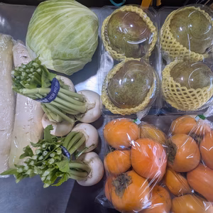 カキ、ラ・フランス、野菜セット