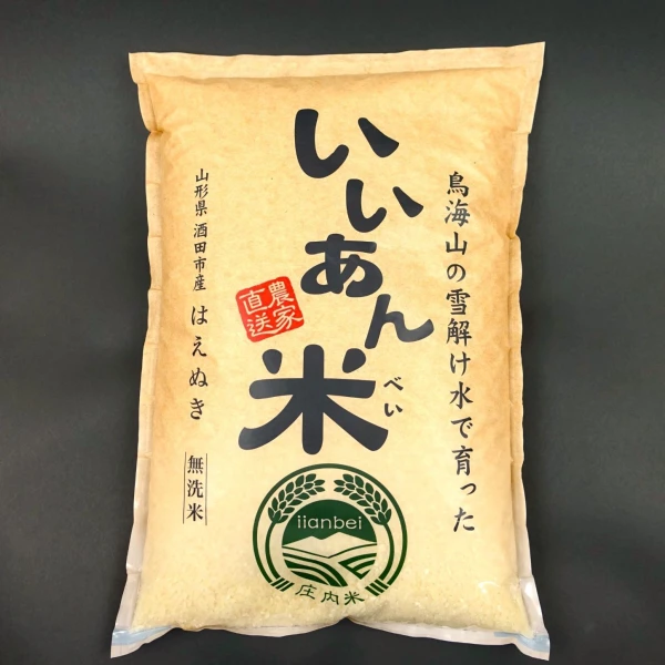 はえぬき　無洗米　令和5年産 いいあん米　山形県庄内産　慣行栽培米