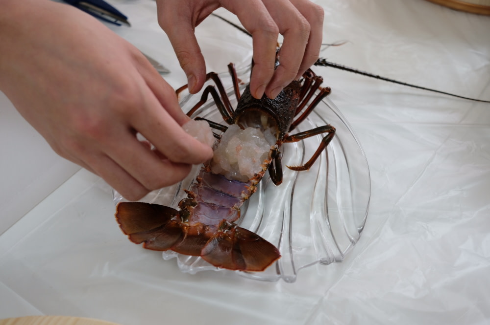 生きてる伊勢海老のさばき方 ハサミと氷水で簡単だよ 農家漁師から産地直送の通販 ポケットマルシェ