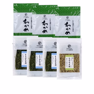 漁師直送！ つるんっとシャキっと十三浜わかめ、そうめん昆布各3袋、とろろ昆布1袋