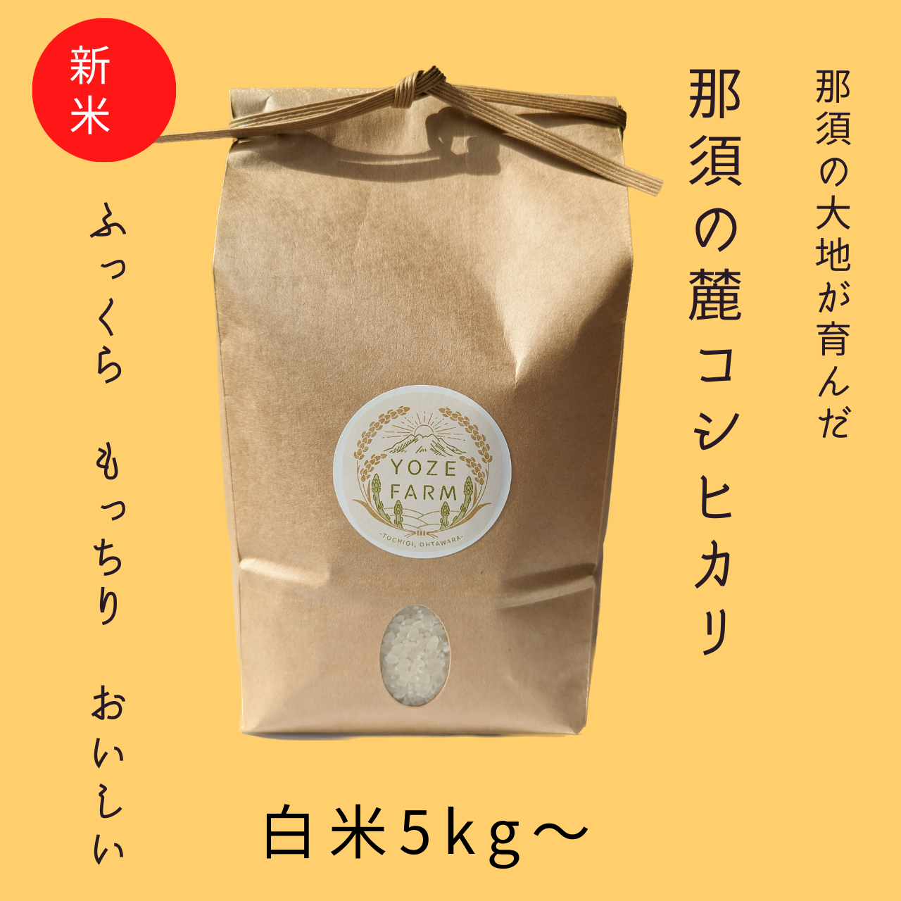 新米】令和5年産 もっちり、ふっくら、甘い 那須の麓のコシヒカリ5kg〜｜米・穀類の商品詳細｜ポケットマルシェ｜産直(産地直送)通販  旬の果物・野菜・魚介をお取り寄せ