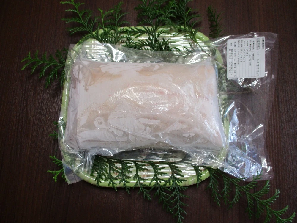 猪・ロース付きバラロック肉（湯ムキ皮付）L-1