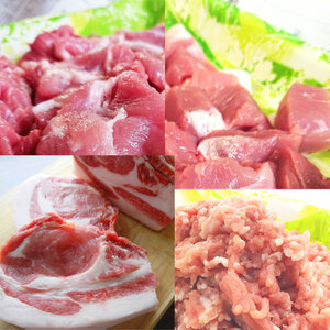 キッチン輝く4品セット《白金豚》ロース塊肉＋ スライス小間& 角小間& 挽肉