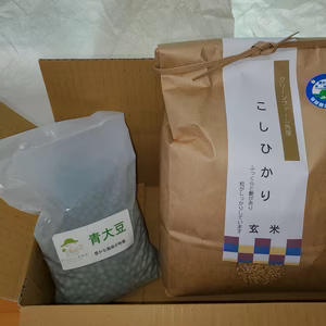 農家の穀物セット！！(玄米)特別栽培コシヒカリ(玄米)と青大豆の詰め合わせ
