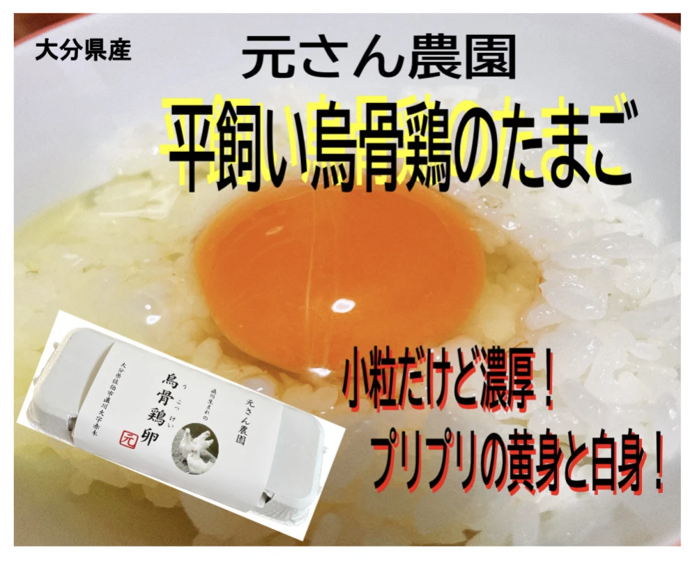 のびのび平飼い　烏骨鶏のたまご