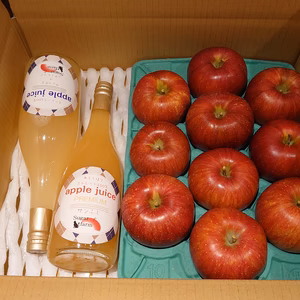 信州麻績村産のシナノスイート(家庭用)！約3kgとりんごジュースセット