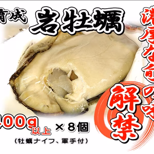 濃厚な味わい！極デカ　生食用岩牡蠣400gUP　8個入り　牡蠣ナイフ、軍手付