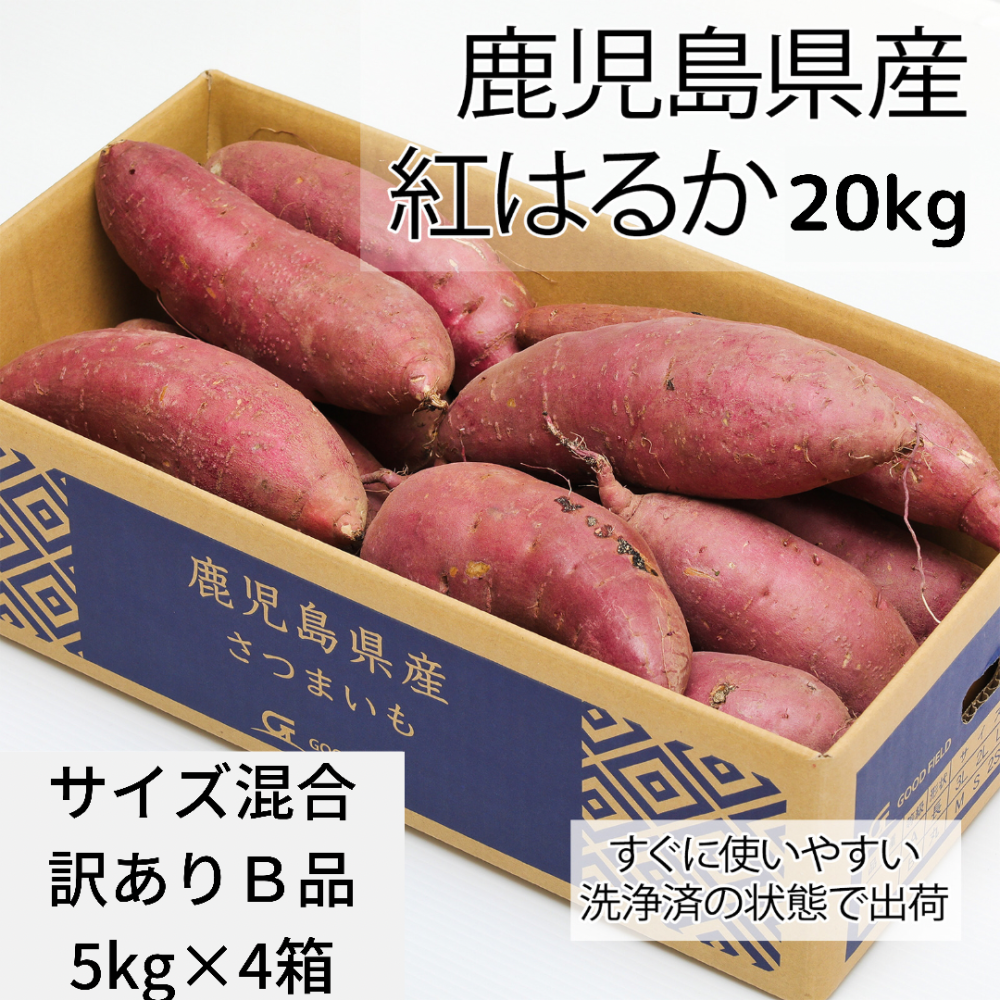 残りわずか : 鹿児島県産 熟成 紅はるか 2S - 箱込20キロ c 食品