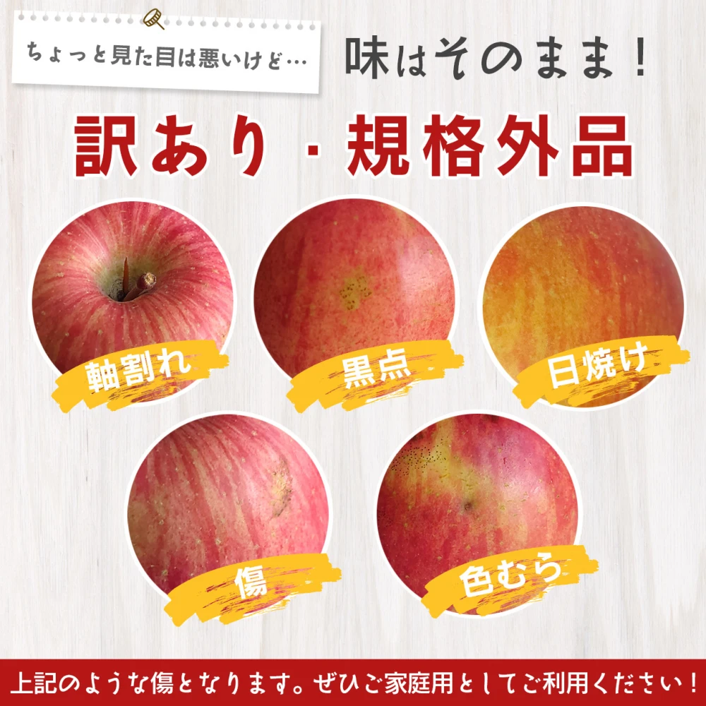 送料無料】訳あり規格外 山形県産 サンふじ りんご 5kg (10～20玉入