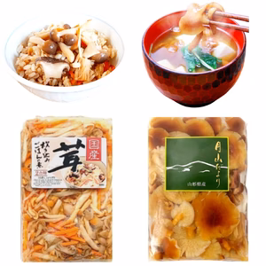 国産天然 きのこ炊き込みご飯の素＆天然なめこ水煮 各1袋