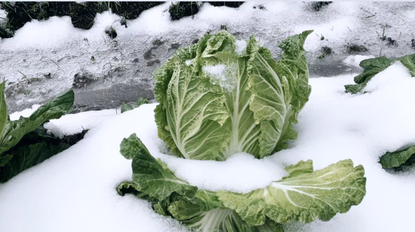 「銀の世界が生んだ緑宝、越冬白菜」兵庫県香美町産雪ぶとん白菜３玉！