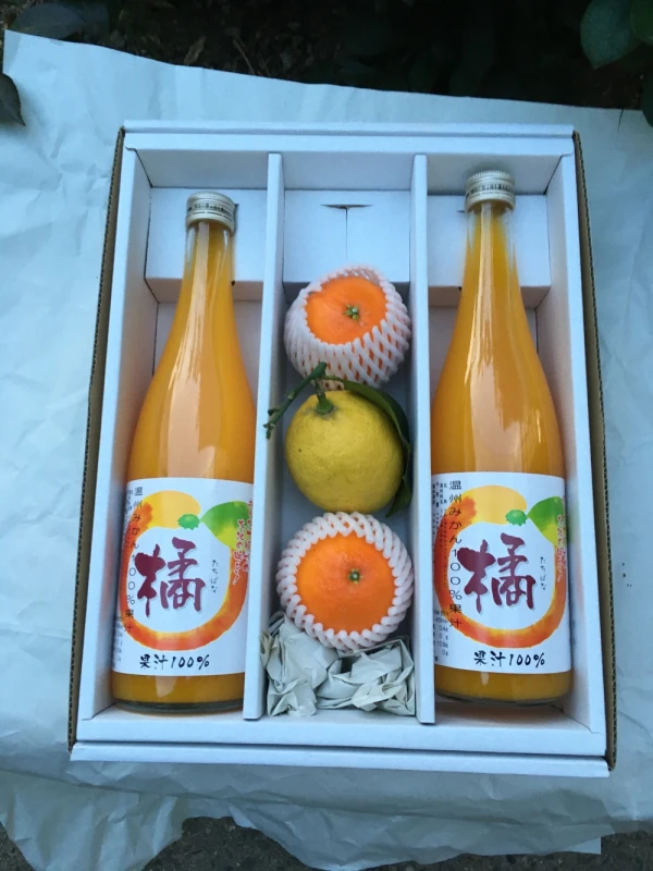 【ギフト対応】有機栽培 みかんジュース2本(柑橘付き)