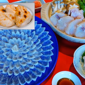【限定食材！白子付き】有田焼！青磁皿全盛とらふぐフルコース（刺身・鍋セット）