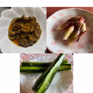 漬物3点セット　きゅうりの醤油漬け200g・みょうがの甘酢漬け100g・きゅうり