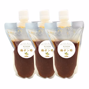 紀州完熟南高梅 梅ポン酢 果肉入り 3本セット｜やまと農園