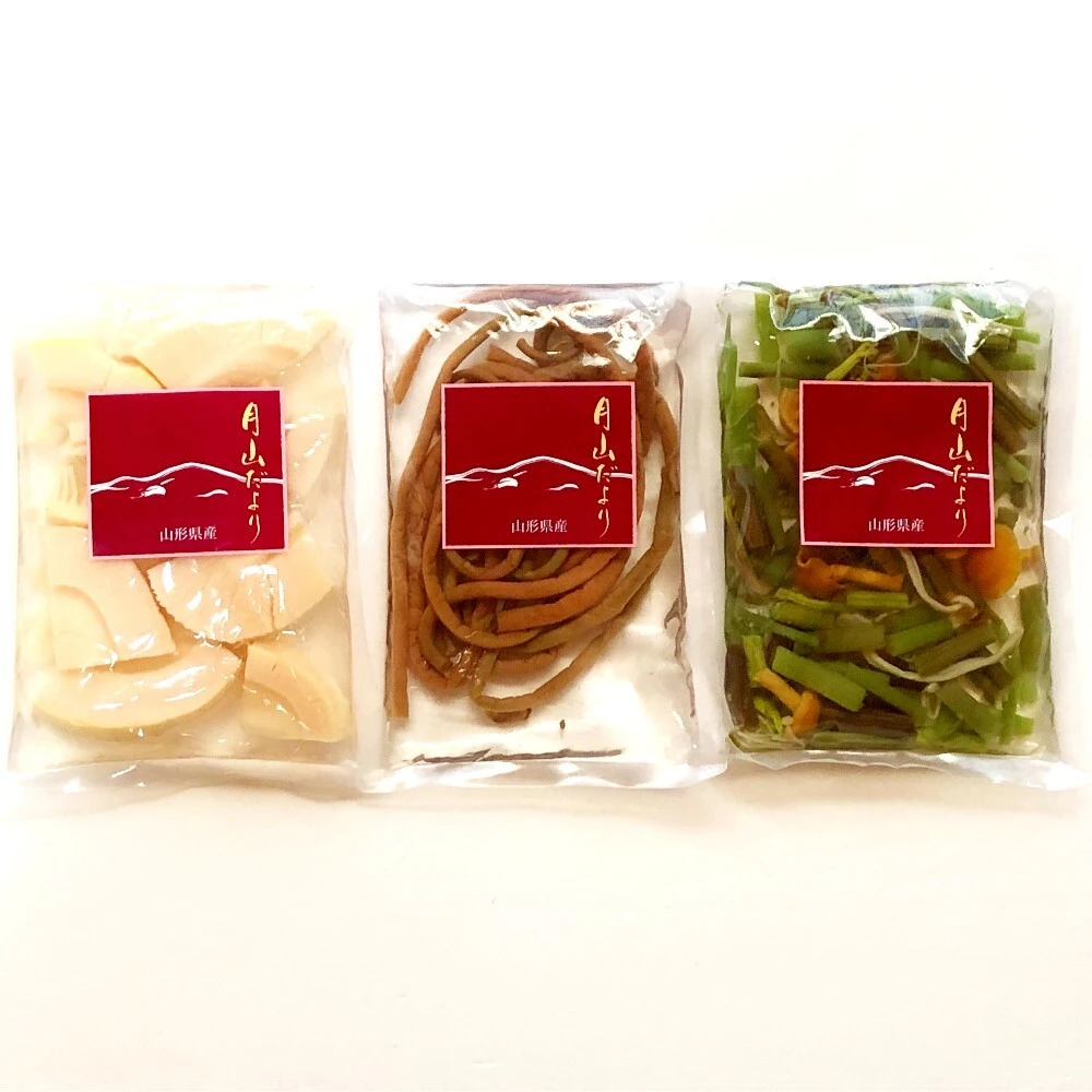 【山形県産 たけのこ(孟宗竹)スライス＆ぜんまい水煮＆山菜ミックス】各1袋