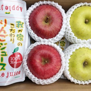 【贈答規格】ふじ・王林・りんごジュースの贅沢お試しセット 農薬60％減
