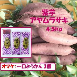 羊かん3個オマケ、 紫芋（アヤムラサキ）、Lサイズ、農薬・化学肥料不使用