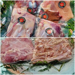 半身骨付きぶつ切りともも身むね身セットと手羽、焼き鳥用カット肉セット