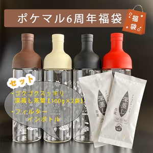 【6周年福袋・ブラック】ゴクゴク深蒸し茶2袋 + フィルターインボトルセット♪
