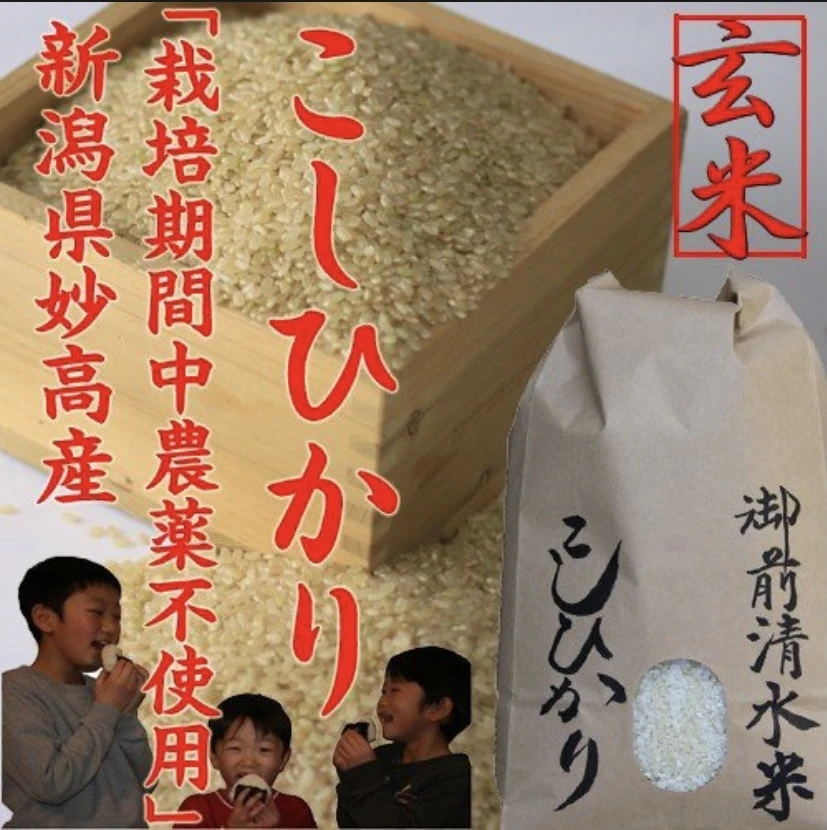 [新米] 新潟県産 高級米 御前清水米  無農薬米5キロ〜　(玄米)令和5年産