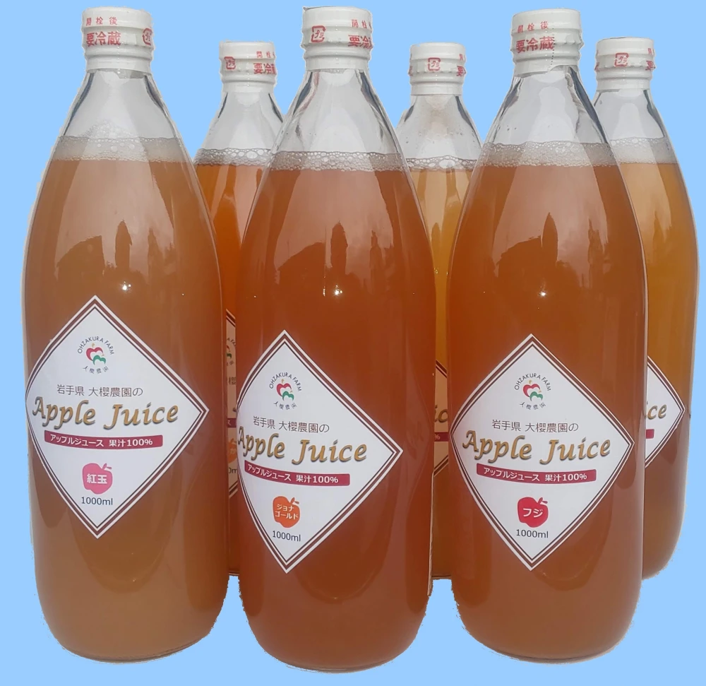 【今だけお得！】【味比べはいかが？】品種お任せ完熟リンゴジュース1L瓶/3・6本