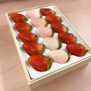 『贈答用紅白(木箱)』フレーズのこだわり完熟いちご