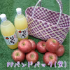 カゴバック(紫)付き★完熟みつ入りふじりんご＆ジュースセット