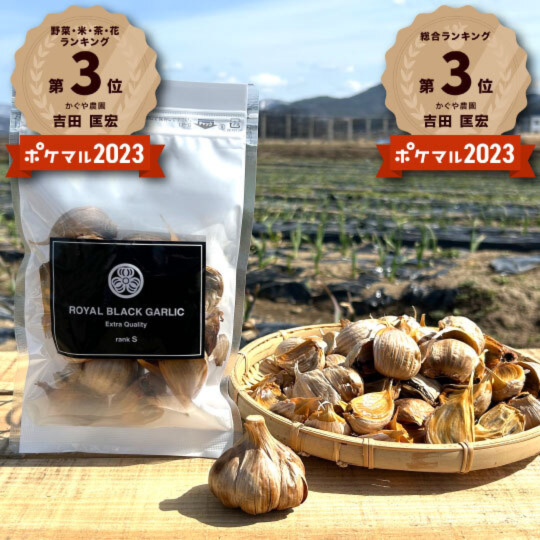 栽培中農薬化学肥料不使用令和6年青森県産ニンニク規格外3Kg、黒ニンニク1kg 農薬・化学肥料不使用】最高級ランクのプレミアム黒にんにく