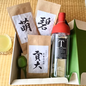 【ポケマルの夏ギフト】浅蒸茶「貢大・萌・碧」&フィルタインボトルのギフトセット