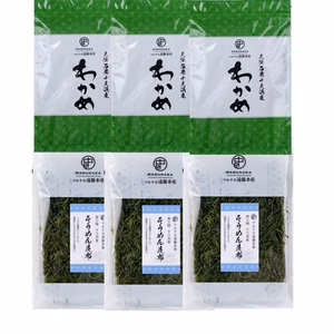 漁師直送！ つるんっとシャキっと十三浜わかめ3袋、そうめん昆布3袋★