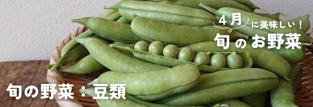 ４月に旬の野菜：豆類（そらまめ、えんどう）