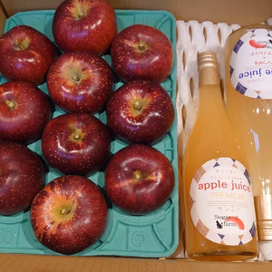 信州麻績村産の秋映(家庭用)！約3kgとりんごジュースセット