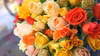 【父の日ギフト】天使のバラミニ丈ブーケ(黄オレンジ系・~35cm・20本前後)