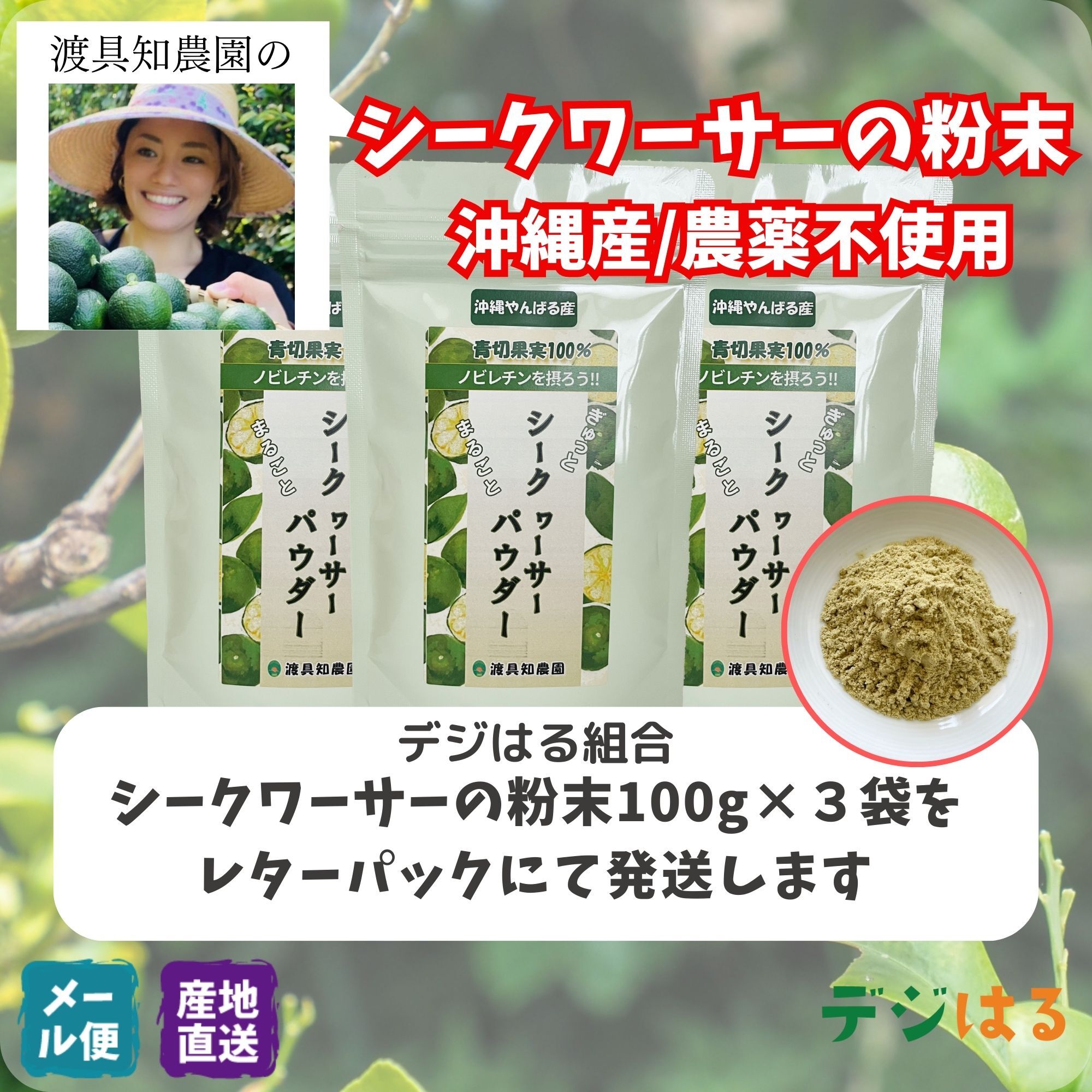 送料込】シークワーサーの粉末｜沖縄産（無農薬）｜果物の商品詳細｜ポケットマルシェ｜産地直送で旬の食材が生産者(農家・漁師)から届く