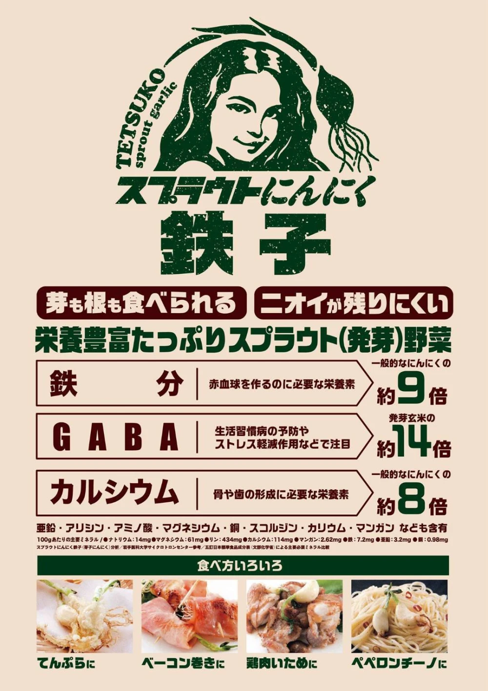 新物【送料込500円】食べれば分かる！新感覚スプラウトにんにく鉄子 発芽にんにく