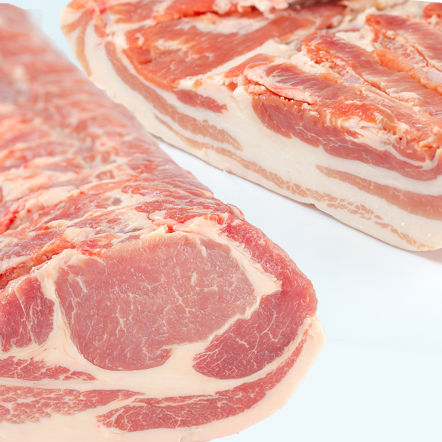 [冷凍]セット:かたまり肉:ロース&バラ[白金豚]二種詰め 冷凍 ロース+バラ各500g塊(計1kg)