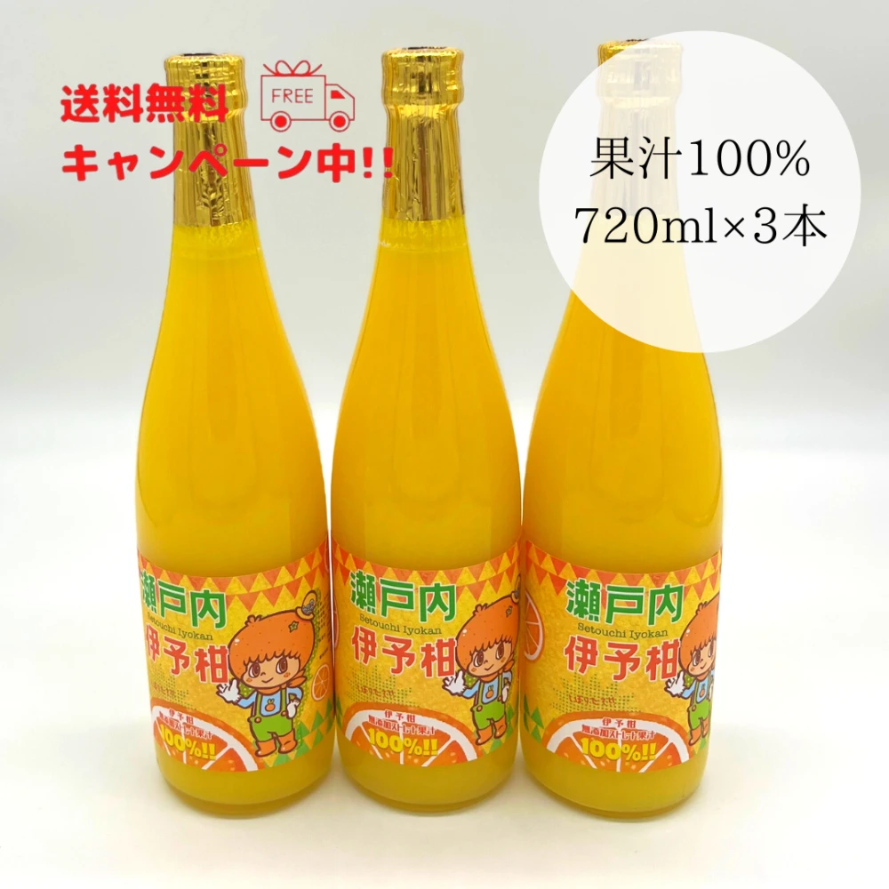 伊予柑ジュース 720ml（無添加ストレート果汁100％）【3本セット】