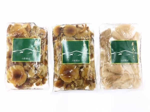 「山形県産 天然なめこ水煮１００ｇ  ２袋、むきたけ 水煮１００ｇ １袋セット