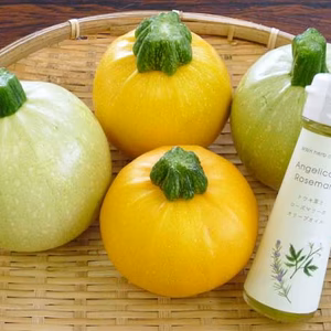 丸ズッキーニとオリーブオイルのセット(バジルリーフ付）