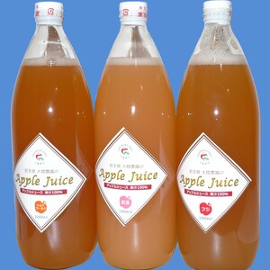 【味比べはいかが？】品種おまかせ完熟絞りのリンゴジュース1L瓶 3本セット