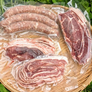 猪ソーセージ＆炭火焼BBQ用３種の猪スライス肉セット