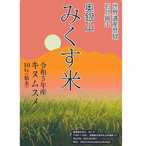 つやつやしこしこ！奥銀山みくす米！キヌムスメ！（令和5年産　精米）