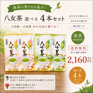 【毎回完売】新茶八女茶 組み合わせ自由4本セット｜送料無料