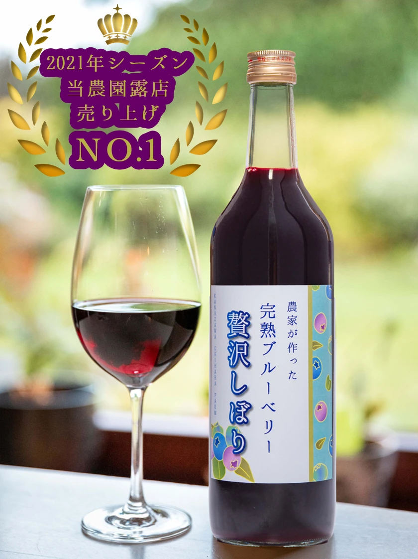 <1本で果実約500ｇ使用>完熟ブルーベリー贅沢搾り（ジュース）