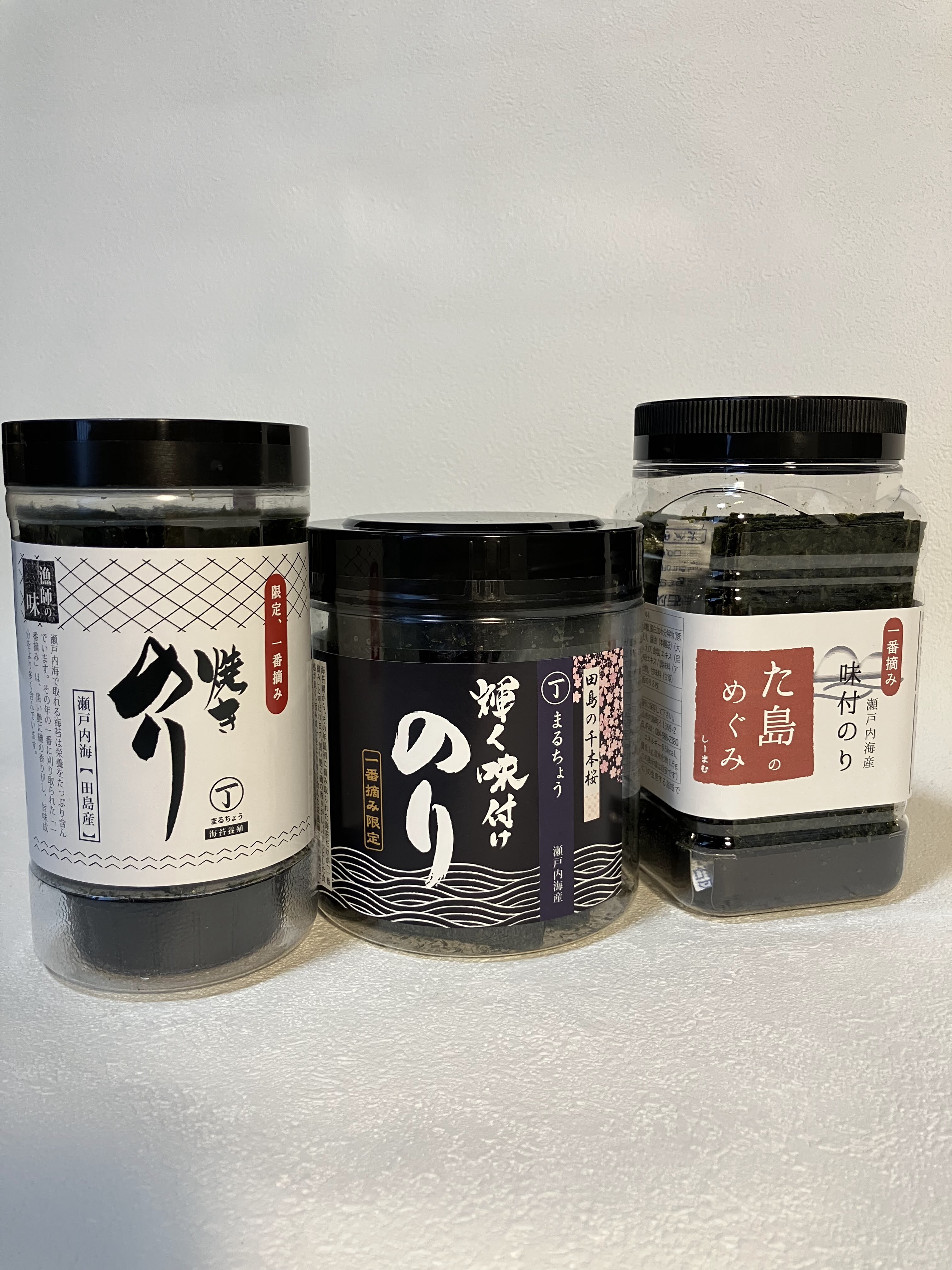 ちゃんのりさん専用 瀬戸内海産 一番摘み 卓上ボトル3種セット｜海苔（のり）の商品詳細